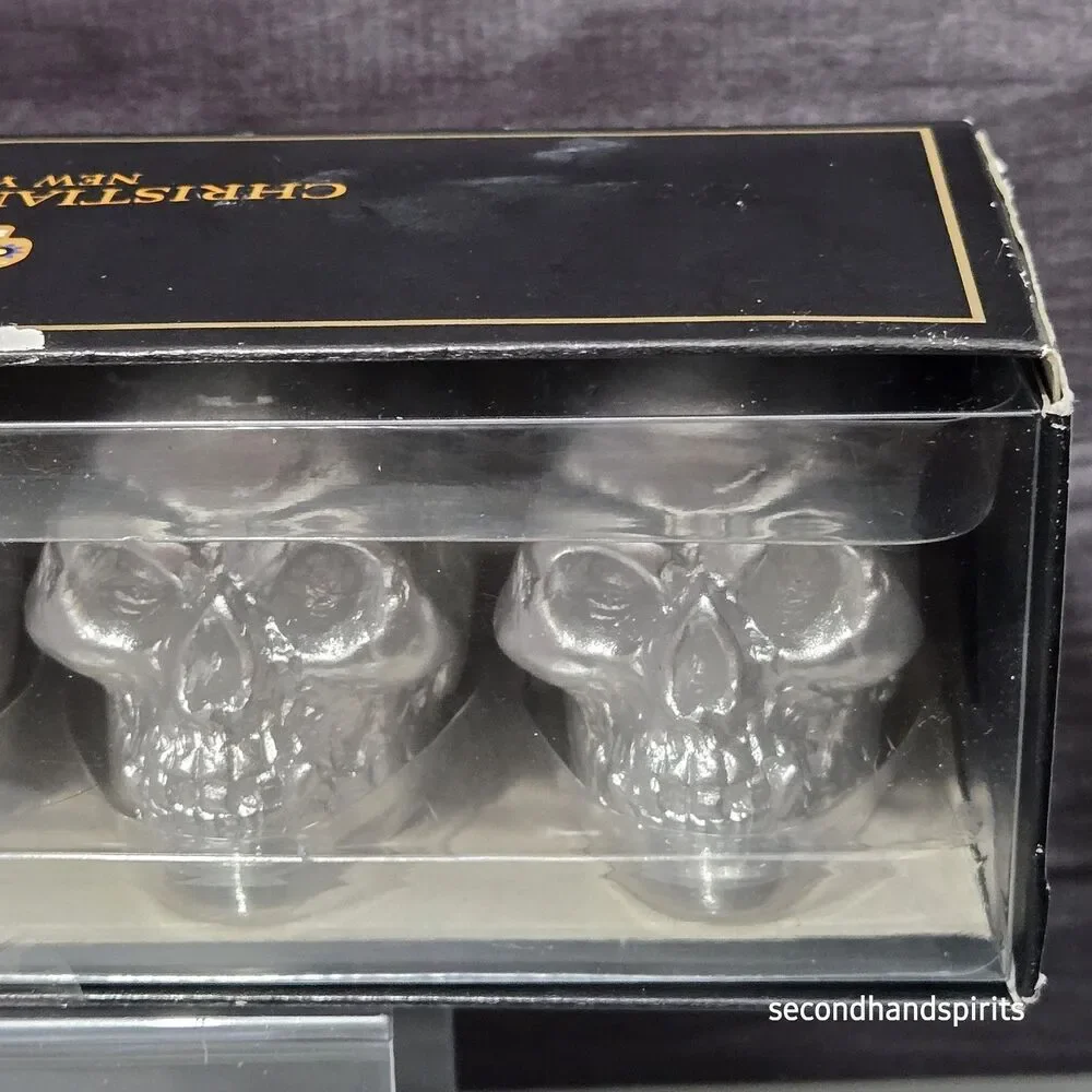 Christian Siriano New York Silver Skull Candles Set 4 Halloween Goth Decor